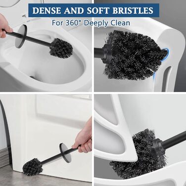 Набір для чищення унітазу GERUIKE з керамічним тримачем: щітка та тримач сірого матового кольору (чорний матовий метал)