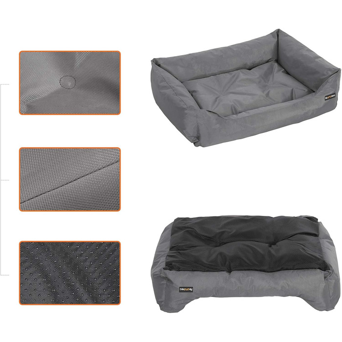 Feandrea Luxus Dog Bed, XL, Dog Cushion, made of Oxford fabric, with a non-slip bottom, 100 x 70 cm PGW28H (L 100 x W 70 x H 28 cm, Grey)