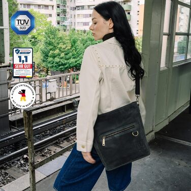 Сумка через плече Berliner Bags Siena Vintage з натуральної шкіри, сіра. Жіноча сумка-месенджер