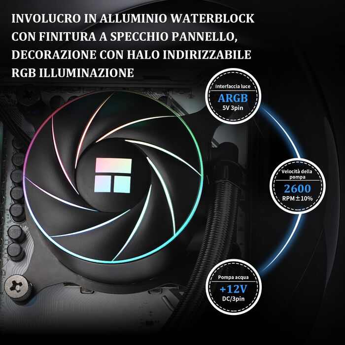 TR AQUA Elite 360 ARGB: водяне охолодження CPU з 3 вентиляторами PWM, 1550RPM, для AMD/Intel