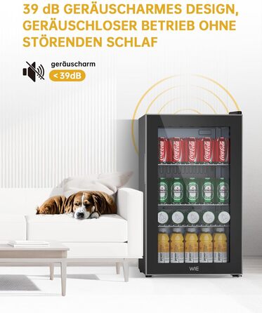 Міні холодильник WIE 70 літрів з подвійними скляними дверима, регульованими полицями для дому, кухні, бару, офісу. Для соди, пива, вина. Тиха робота, 105 доз.