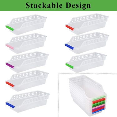 E-Senior Refrigerator Organizer, Refrigerator Drawers, Stackable Refrigerator Organizer for Freezer, Kitchen, Countertops, Cabinets (Random Color) (8 Pieces)