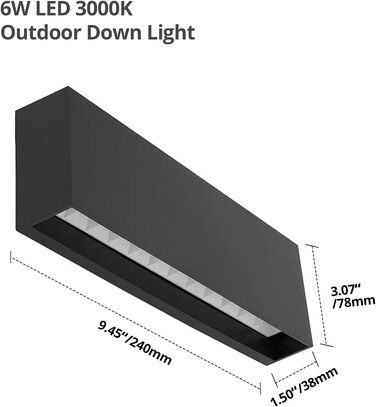 DAWALIGHT Настінний світильник для вулиці, комплект 2 шт., IP65, 2x6W, 3000K, тепле біле світло, темно-сірий, пластик