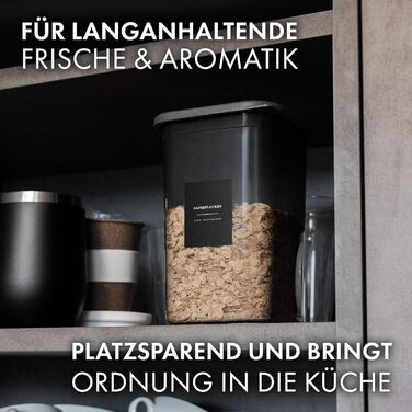 Герметичні контейнери для зберігання з кришкою [набір 12 шт] – Складні та економні контейнери для кухні – Ідеально підходять для борошна, макаронів, мюслі та іншого – Набір контейнерів для продуктів у антрацитовому кольорі