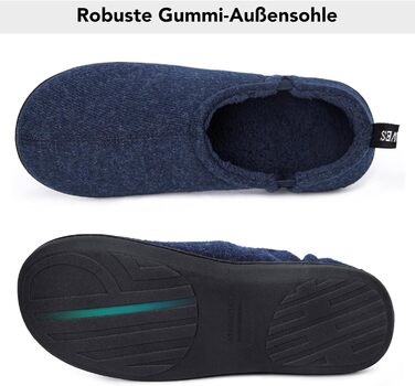 Чоловічі халапи з штучної вовни Snug Leaves з піною Memory Foam, антиковзаючі, теплі, з штучним Sherpa, з еластичними вставками (46/47 EU, темно-синій)