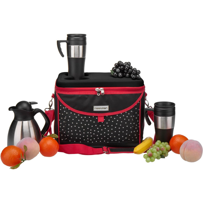 Кühltasche 22 L Picknick Kühlbox 35 x 24 x 27 cm - Farbauswahl (Schwarz Weiß Gepunktet) - Холодильна сумка Андора 22 л для пікніка, 35 x 24 x 27 см, чорно-біла в горошок