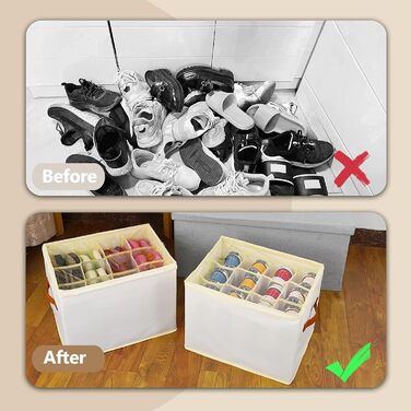 Patinao 2 Pack Shoe Storage Shoe Organizer Shoe Cabinet - 24 Cell Shoe Boxes Stackable Shoe Shelf Space-Saving Shoe Organizer for Closet Shoe Rack Shoe Storage Shoe Storage