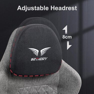 Геймерське крісло Racing Ergonomic Stoff Schwarz Grau з регульованою підголівкою, підлокітниками та підставкою для ніг
