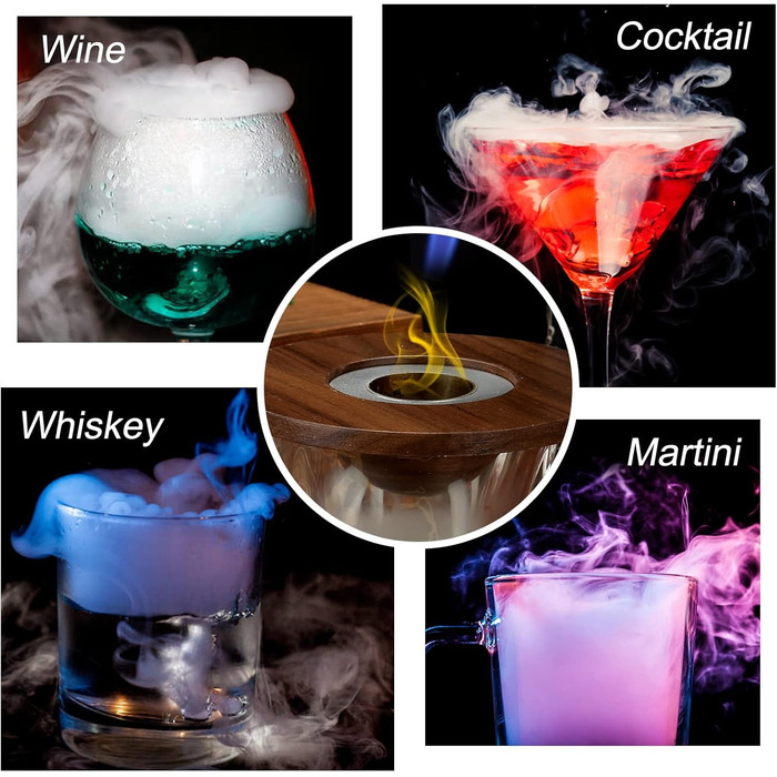 Набір для копчення коктейлів та віскі, з 4 дерев'яними стружками, подарунок на День батька, для Old Fashioned, коктейлів, віскі, бурбону, кави, м'яса, волоського горіха Saturn - волоський горіх