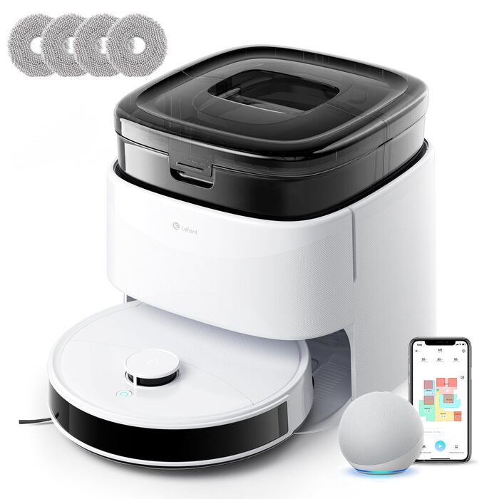 Робот-пилосос LEFANT M3 Gen2 з функцією миття підлоги, 12000Pa, LiDAR-навігація, керування через додаток/Alexa/iWatch