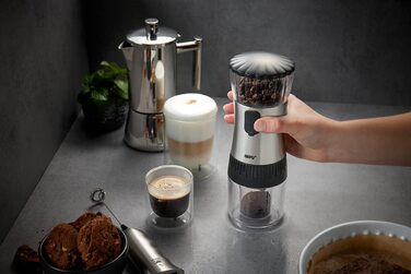 Електрична кавомолка GEFU POLVE з акумулятором, USB зарядкою, керамічним конусним жорном