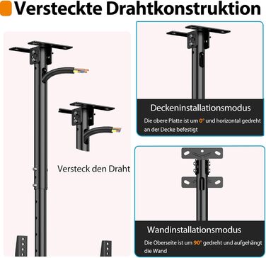 Кронштейн для телевізора на стелю 26-68 дюймів, поворотний, нахильний, до 45 кг, VESA 400x400, регульована висота