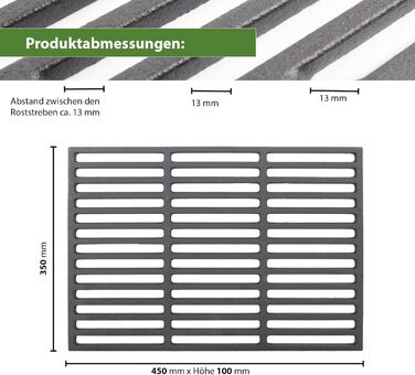Гриль-решітка TRUTZHOLM 45x35 см, прямокутна, емальована, чавунна пластина для гриля