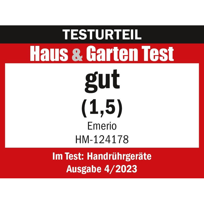 Електричний міксер EMERIO HM-124178: 250 Вт, 6 швидкостей, турбо-режим, нержавіюча сталь, мийка в посудомийній машині, BPA-free