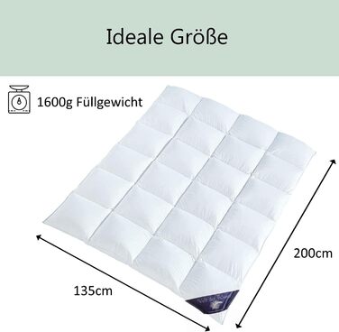 Зимова пухова ковдра Welt der Träume 135x200 см, 2 шт., 1600 г, 100% бавовна, екстра тепла, без живого ощипу
