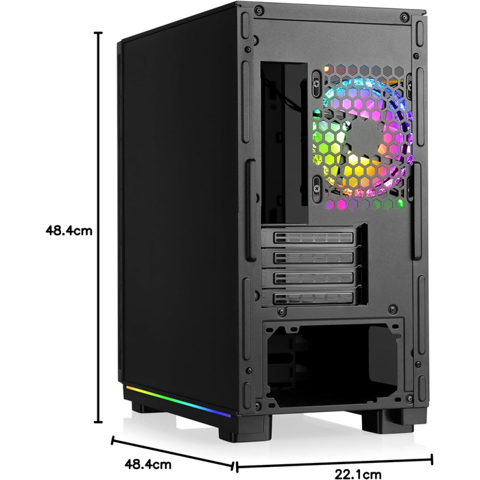 Корпус для ігрового ПК VITRUM PRO - Midi Tower з RGB підсвічуванням, скляна бічна панель, встановлені вентилятори, підтримка ATX/mATX/Mini-ITX, білий, чорний