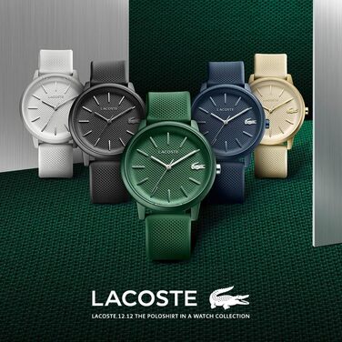 Годинник чоловічий Lacoste 12.12 Move Analog Quartz з силіконовим браслетом сірий