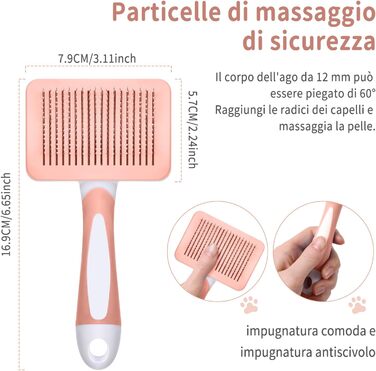 Щітка для собак та котів Vinabo для короткої та довгої шерсті, видалення підшерстя, автоматичне очищення, колір: кориця