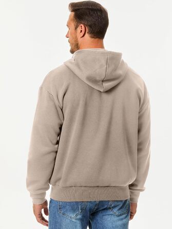 Світшот JMIERR чоловічий з капюшоном, бавовна, однотонний, на блискавці, з кишенями (Хакі, S)