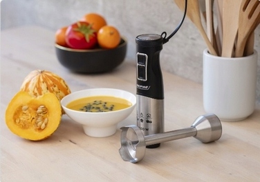 Ручний блендер MPM MBL-33M 1500W TURBO, 9 швидкостей, чорний, нержавіюча сталь