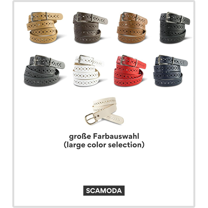 Чоловічий шкіряний ремінь Damengürtel з перфорацією, срібна пряжка, ширина 3 см, білий, виготовлено в Німеччині