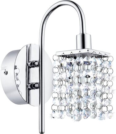 EGLO LED Wall Lamp Almonte, Bathroom Wall Light, Bathroom Lamp made of Metal in Chrome and Crystal in Clear, LED Damp-Proof Light Warm White, G9, IP44