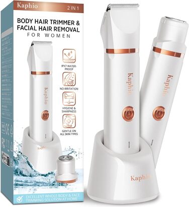 Триммер для бікіні та тіла для жінок 2-в-1: електричний водонепроникний триммер для інтимної зони, обличчя, ніг та рук (Перловий білий)