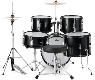 XDrum Junior Pro Kinder барабанний комплект Red - для дітей 5-9 років - з аксесуарами та навчальним посібником (Чорний, Solo)