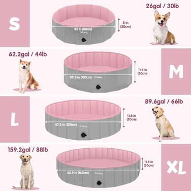 Foldable Dog Pool for Dogs, Dog Cushion Pool, Portable, for Dog Bathing, Plastic, Large, Hard, Kiddie Pool (Pink, 100 x 30 cm)