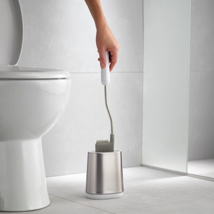 Силіконова щітка для унітазу Joseph Joseph Flex Lite з тримачем, антибактеріальна, сіра/біла