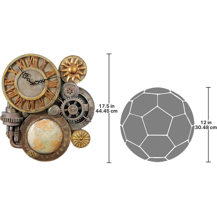 Design Toscano Sculptural Wall Clock, Dimensions: 5 x 15 x 44.5 cm