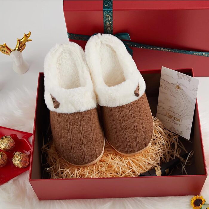 Домашні тапочки для жінок NineCiFun з меморі-піною, пухнасті, для дому та вулиці, антиковзкі, з теплим плюшевим підкладкою, сірі (світло-сірі) (38/39 EU, Коричневий)