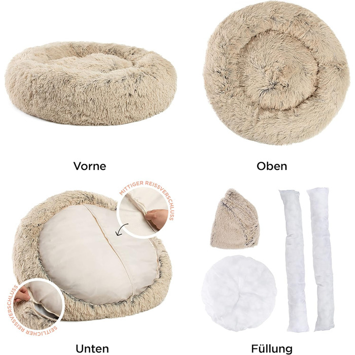 Круглий лежак для котів та собак Best Friends by Sheri - заспокійливий, 58x58 см, S (Taupe)