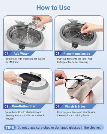 Ультразвукова мийка VLOXO 600мл, 42 кГц - для ювелірних виробів, інструментів, зубних протезів та годинників, бак з нержавіючої сталі, тиха робота, 50W