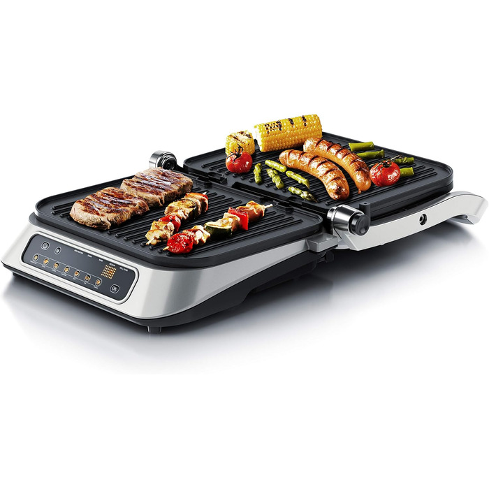 Arendo Electric Grill with Digital Control - 1900W Multi-Function Grill & Sandwich Maker - Stainless Steel, 7 Programs, Easy Clean