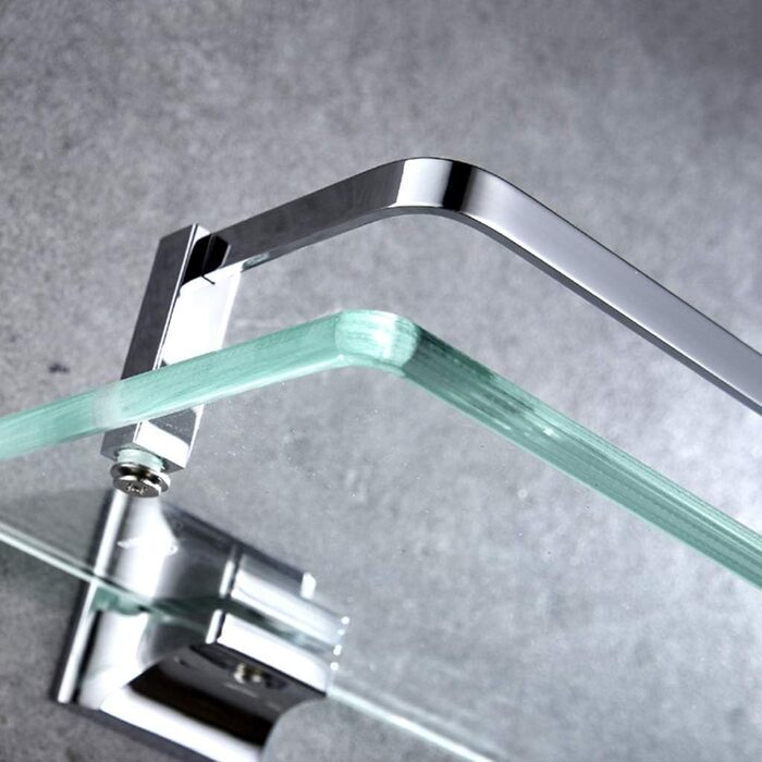 WDSOPK Bathroom Shelf Made of Tempered Glass, Wall Mounted, Rectangular Shower Caddy with Aluminum Rail Bearing Shelf Organizer (61cm)
