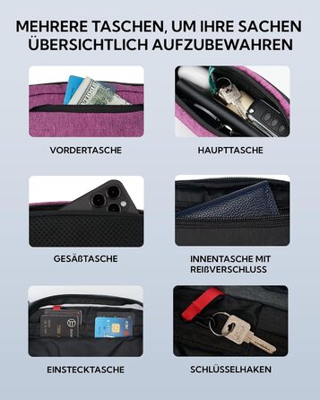 WATERFLY Поясна сумка на пояс для чоловіків та жінок: спортивна сумка на пояс, сумка-слінг для подорожей, туризму, прогулянок з собакою, активного відпочинку (фіолетовий)