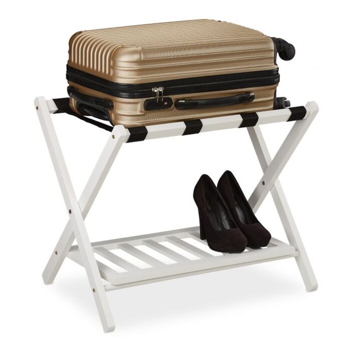 Relaxdays Folding Luggage Rack with 2 Shelves