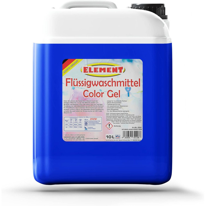 Рідкий пральний засіб Element Color Gel для кольорових речей, Aktive Frische, 10 л (200 прань)