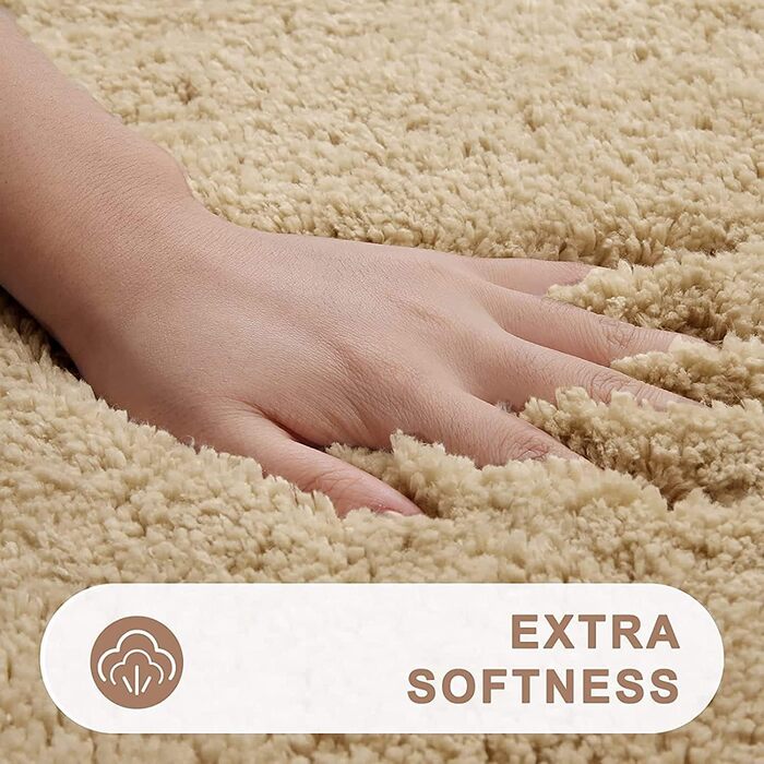 Килимок для ванної кімнати Homaxy: антиковзаючий, м'який, пухнастий, з мікрофібри, 60 x 120 см, бежевий