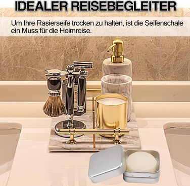 Набір мильниць для подорожей 2 шт. з алюмінію з підсіткою, вологостійкі, антикорозійні для дому та подорожей, зберігання мила та пінки для гоління (срібло, 2 шт.)