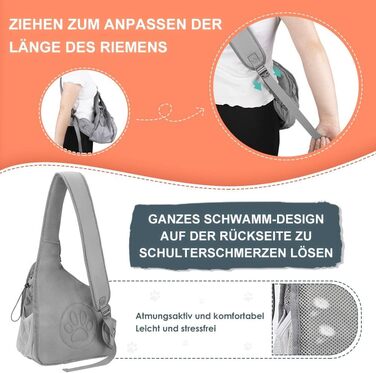 Сумка-переноска для собак до 3 кг, сіра. Зручна переноска для цуценят та маленьких собак з регульованим ременем, м'якою підкладкою та вентильованою сіткою. Легко миється.