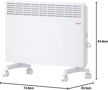 Електричний конвекторний обігрівач Stiebel Eltron 2 kW з таймером, для приміщень 25 м², з поворотними колесами, алюмінієва передня панель, TÜV-сертифікат