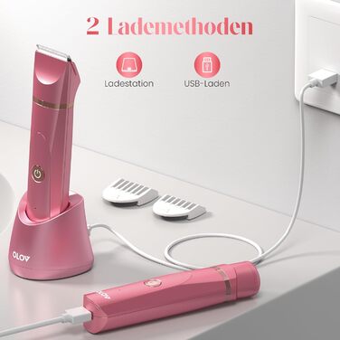 Електричний жіночий епілятор для тіла та обличчя, для інтимної зони, мокрий/сухий, з USB-зарядкою, рожевий