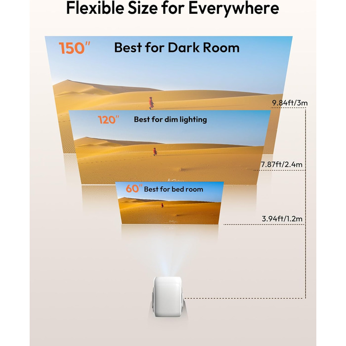 Портативний проєктор N5 1080P з WiFi та Bluetooth, сумісний з Netflix, обертовий на 135°, автоматична корекція трапецеїдальних спотворень, фільтр від пилу