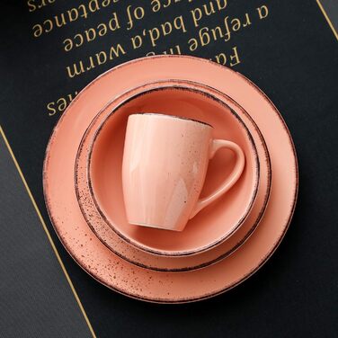 Сервіз Vancasso Serie Navia Teller, 32 елементи, на 8 осіб, сучасний дизайн (Рожевий, 16 елементів)