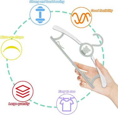 30 дитячих вішалок для одягу, регульовані, 28-36 см, з антиковзким покриттям та бантиками, для дітей, сірі