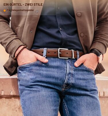 Чоловічий шкіряний ремінь BULLIANT, двосторонній, 31 мм, для бізнесу, костюма та джинсів, чорний/світло-коричневий, регульований, 105 см