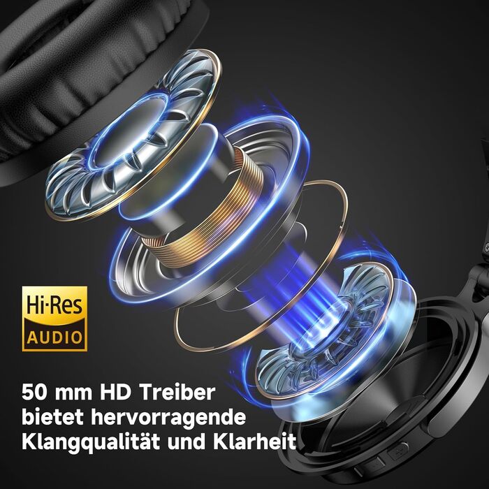 OneOdio Бездротові навушники Over-Ear Bluetooth з Bluetooth 5.2, 50мм драйвер, Hi-Fi Stereo, складні, з мікрофоном для ноутбука/телефону/ПК - Червоні