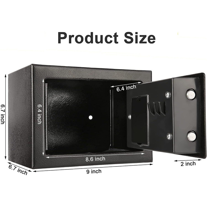 Електронний сейф Tresor Für Zuhause 6.6L: вогнестійкий, водонепроникний, з 2 ключами для цінностей, грошей та зброї